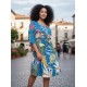 Vestido Curto Caaxixá Viscose com Cordão na Cintura Estampa Brisa Botânica