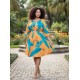Vestido Curto Caaxixá Viscose com Cordão na Cintura Estampa Aurora Botânica