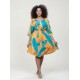 Vestido Curto Caaxixá Viscose com Cordão na Cintura Estampa Aurora Botânica