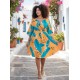 Vestido Curto Caaxixá Viscose com Cordão na Cintura Estampa Aurora Botânica