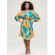 Vestido Curto Caaxixá Viscose com Cordão na Cintura Estampa Aurora Botânica