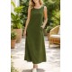 Vestido Longo Linho com Viscose com Bolso Verde