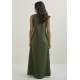 Vestido Longo Linho com Viscose com Bolso Verde
