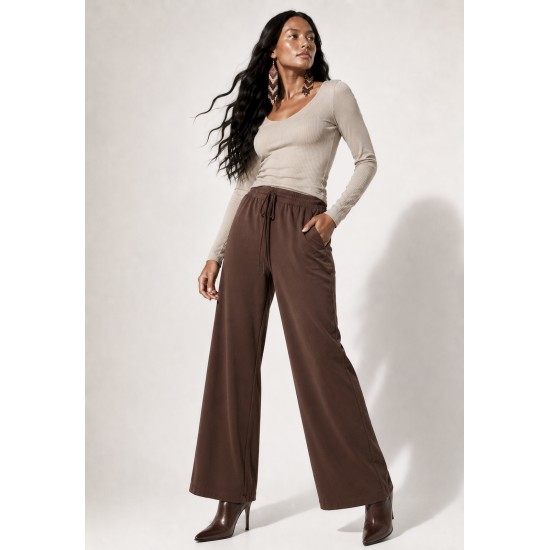 Calça Pantalona Inhambuxintã Malha Marrom