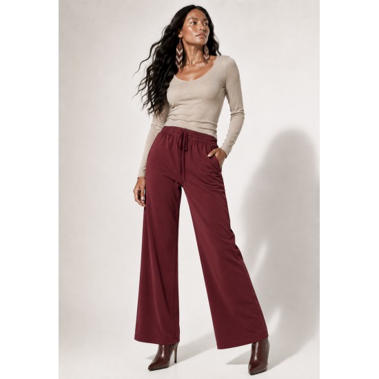 Calça Pantalona Inhambuxintã Malha Bordô