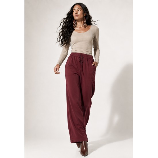 Calça Pantalona Inhambuxintã Malha Bordô