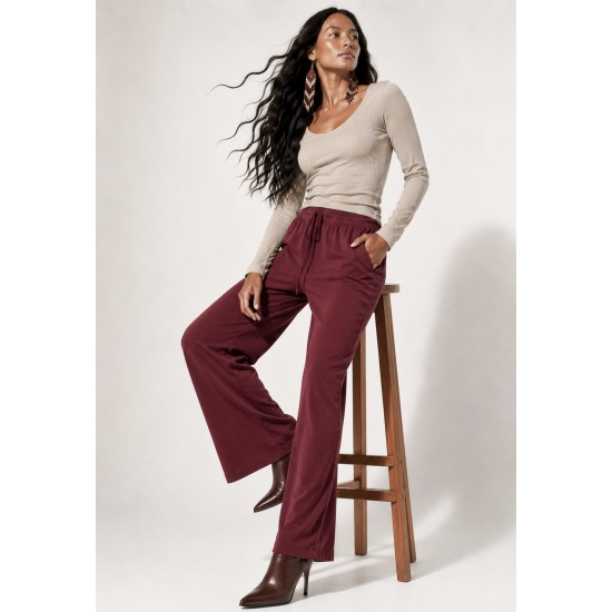Calça Pantalona Inhambuxintã Malha Bordô