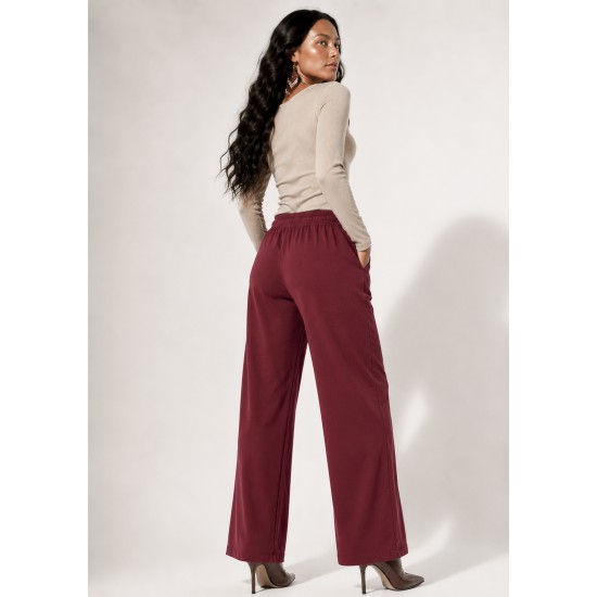 Calça Pantalona Inhambuxintã Malha Bordô