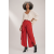Calça Pantacourt Garatéa Transpassada Risca de Giz Vermelho