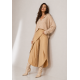 Calça Pantacourt Garatéa Transpassada Risca de Giz Dourado Buriti