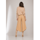 Calça Pantacourt Garatéa Transpassada Risca de Giz Dourado Buriti