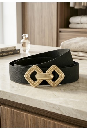 Cinto de Elástico Fivela de Encaixe Dourado Ixé