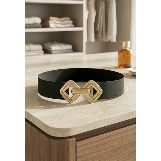 Cinto de Elástico Fivela de Encaixe Dourado Ixé