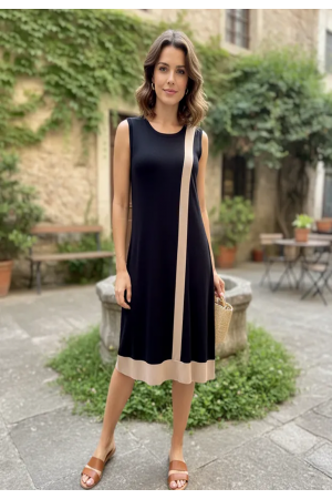 Vestido Midi Plus Linha Areia Preto