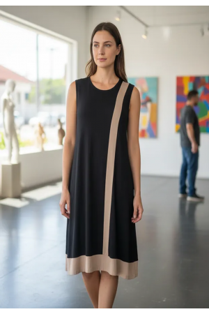 Vestido Midi Plus Linha Areia Preto