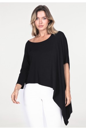 Blusa Assimétrica de Bico Malha Preta