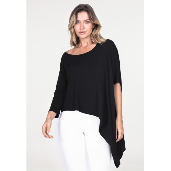 Blusa Assimétrica de Bico Malha Preta