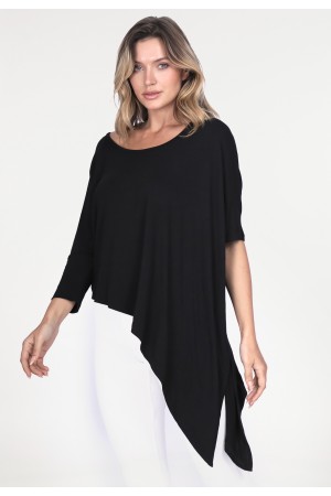 Blusa Assimétrica de Bico Malha Preta