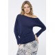 Blusa Assimétrica Malha Lisa Azul Marinho