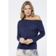 Blusa Assimétrica Malha Lisa Azul Marinho