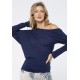 Blusa Assimétrica Malha Lisa Azul Marinho