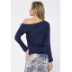 Blusa Assimétrica Malha Lisa Azul Marinho