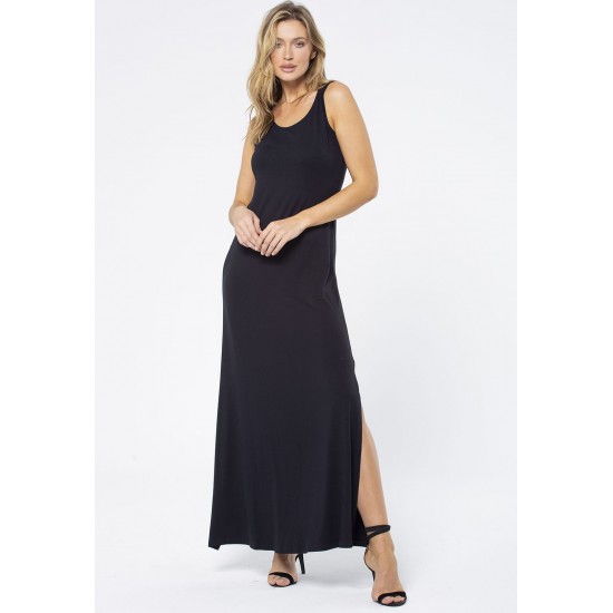 Vestido Longo Butiá Malha Regata Preto