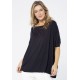 Blusa Ampla Malha Morcego Manga Curta Preta