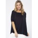 Blusa Ampla Malha Morcego Manga Curta Preta
