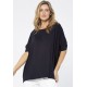 Blusa Ampla Malha Morcego Manga Curta Preta