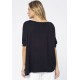 Blusa Ampla Malha Morcego Manga Curta Preta