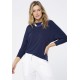 Blusa Morcego Ampla Manga 3/4 Azul Marinho