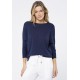 Blusa Morcego Ampla Manga 3/4 Azul Marinho