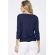 Blusa Morcego Ampla Manga 3/4 Azul Marinho