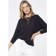 Blusa Morcego Ampla Manga 3/4 Preta
