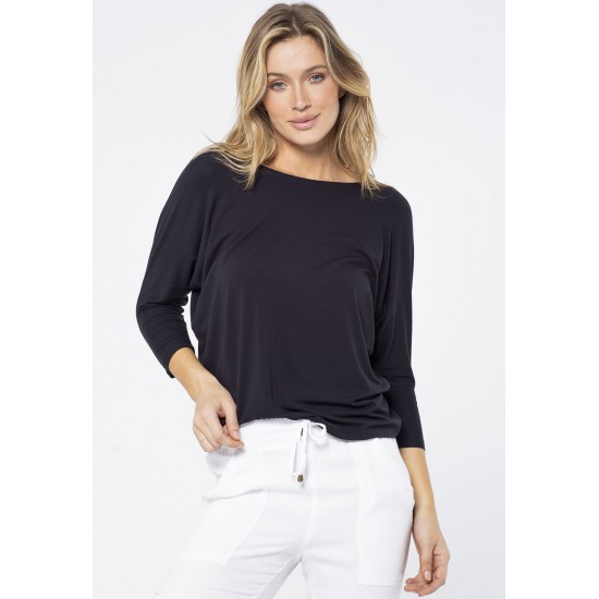 Blusa Morcego Ampla Manga 3/4 Preta