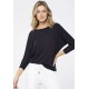 Blusa Morcego Ampla Manga 3/4 Preta