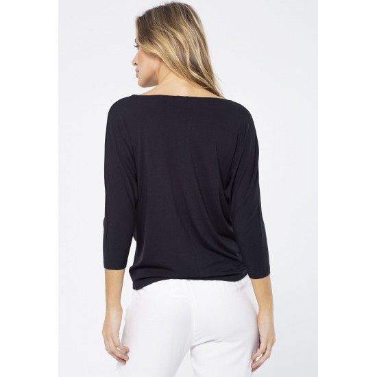 Blusa Morcego Ampla Manga 3/4 Preta