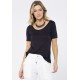 Blusa Gola Canoa Malha Manga Curta Preto