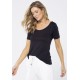 Blusa Gola Canoa Malha Manga Curta Preto