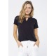 Blusa Malha Manga Curta Detalhe Preta