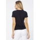 Blusa Malha Manga Curta Detalhe Preta