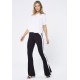 Calça Flare Malha Detalhe Preta e Branco