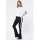 Calça Flare Malha Detalhe Preta e Branco