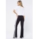 Calça Flare Malha Detalhe Preta e Branco