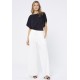 Calça Pantalona Malha com Fendas Branco