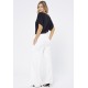 Calça Pantalona Malha com Fendas Branco