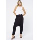 Calça Saruel Malha com Bolso na Frente Preto