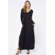 Vestido Midi Malha com Bolso Manga Longa Preto