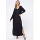 Vestido Midi Malha com Bolso Manga Longa Preto